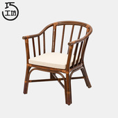 藤椅单人天然真藤办公中式 家具家用沙发瓦库茶楼酒店麻将藤艺阳台