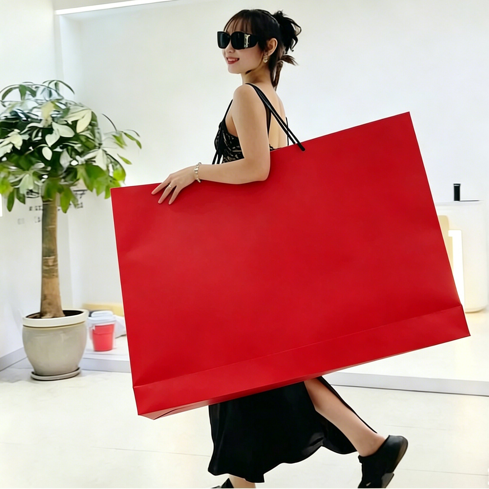 彩色巨大号手提袋网红拍照企业周年礼品袋商超纸袋道具显眼包现货