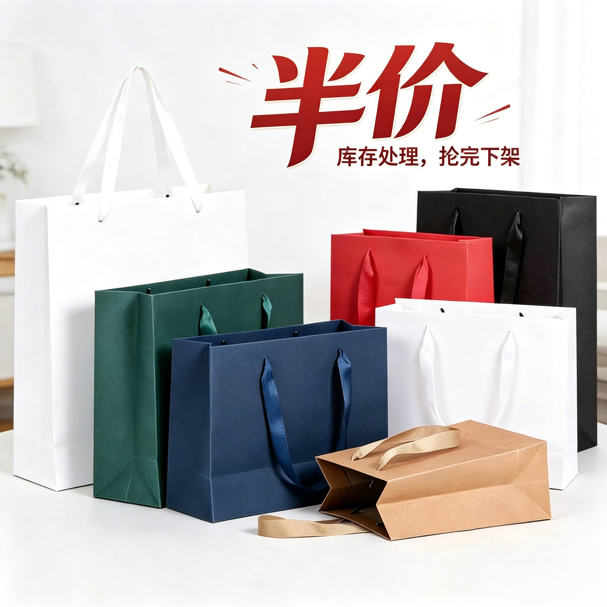 库存手提袋子处理服装袋捡漏纯色礼品袋特种纸袋现货断码尾货包邮
