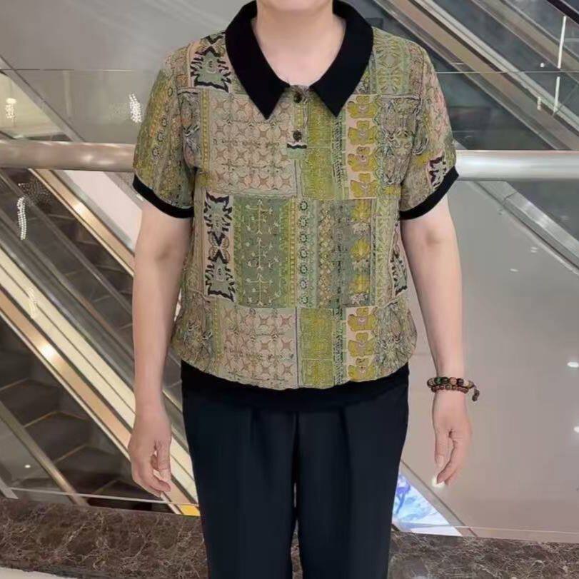 民族风短袖T恤女妈妈装中年上衣