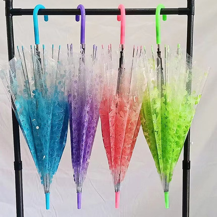樱花透明雨伞小清新长柄伞韩版创意自动雨伞礼品广告伞定制印logo