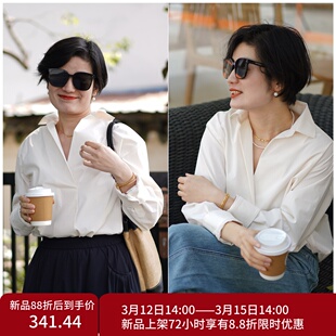 衬衫 高知感岛国订单面料遮肉显瘦奶油米长袖 高端系列 minitime