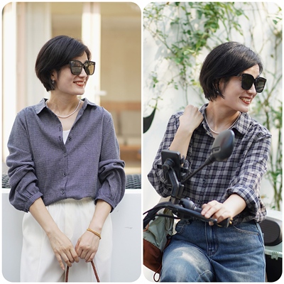 知识分子风磨毛全棉格子衬衫