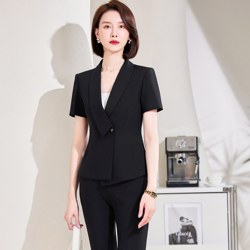 单件/套装 西装正装女职业短袖西服珠宝店店长经理工作服通勤制服