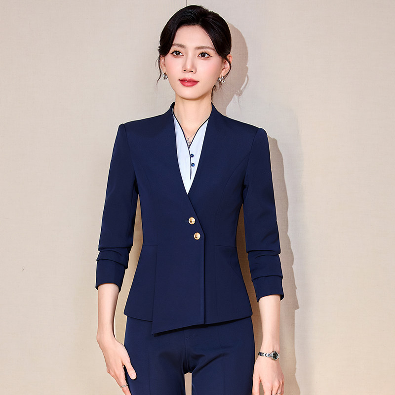 单件/套装 美容院酒店前台工作服女销售职业正装长袖西服工装制服