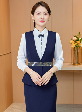 单件/套装职业马甲男女KTV前台餐厅服务员工装制服乘务员工作服秋