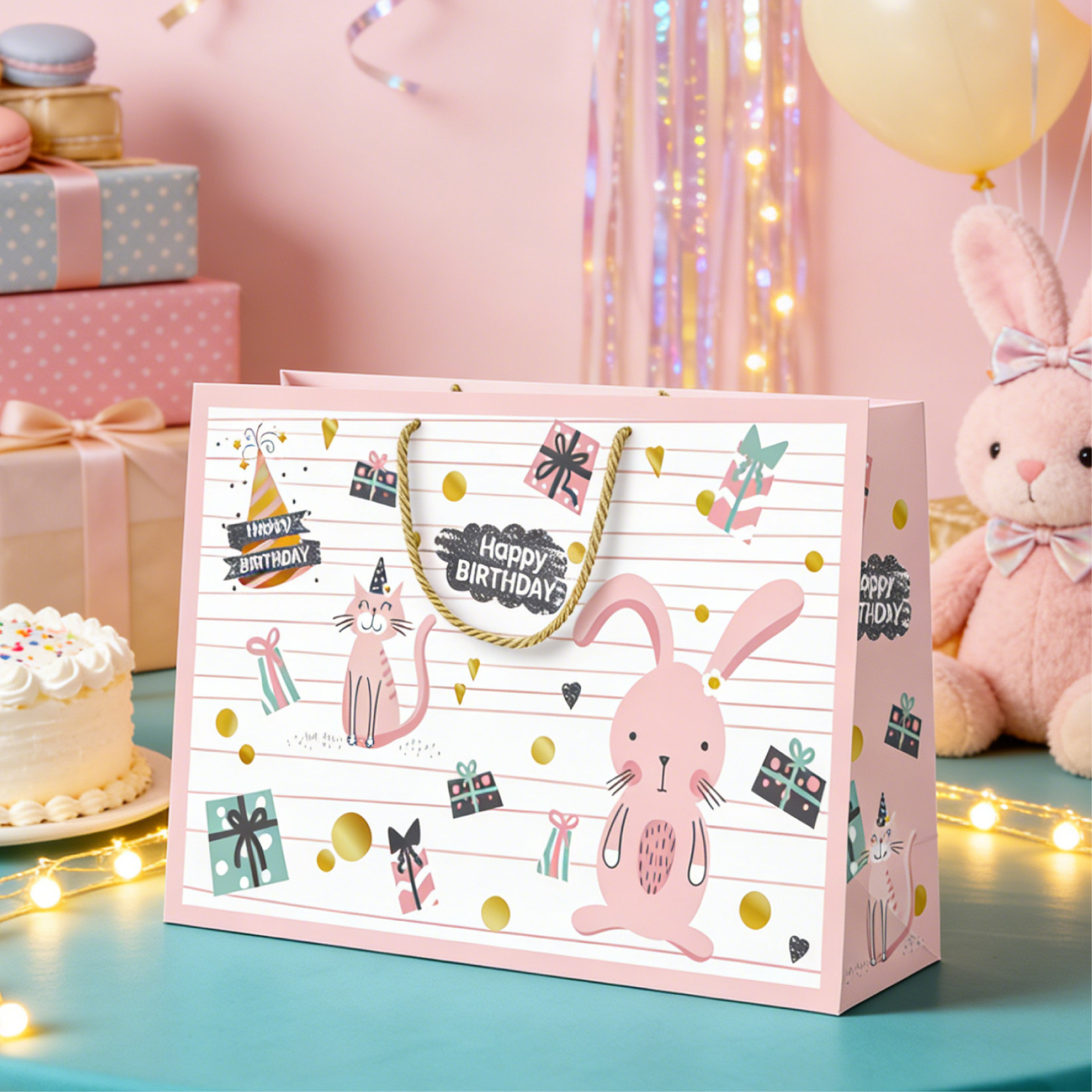 儿童生日礼品袋可爱卡通手提袋大号零食礼物袋精美幼儿园高档纸袋