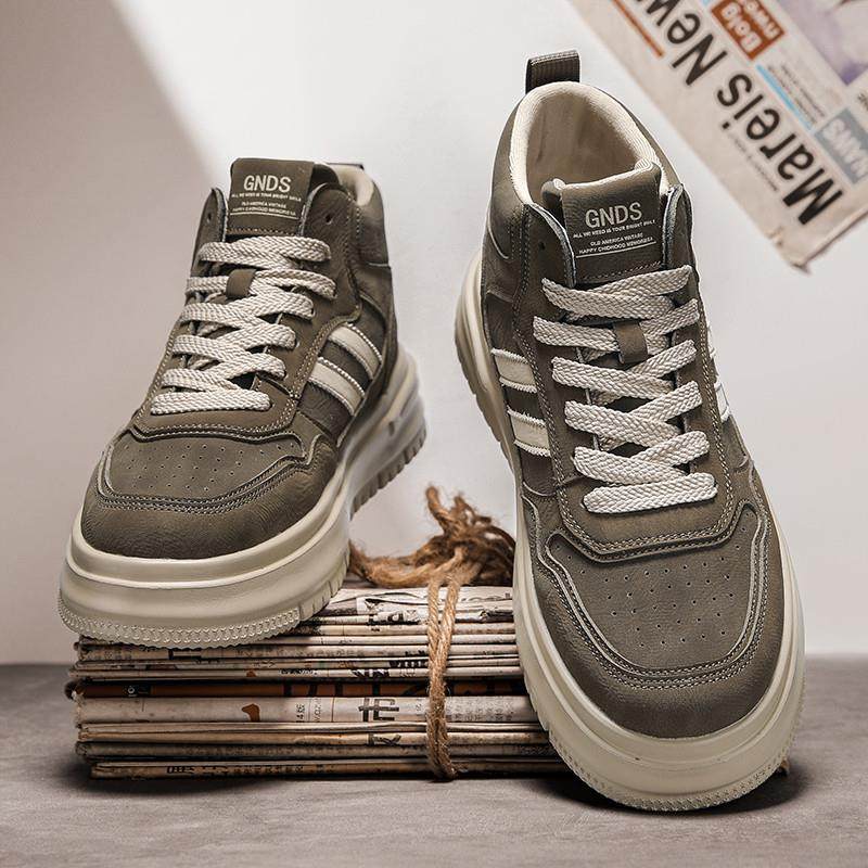 高帮男鞋秋冬季2025新款潮流休闲工装板鞋男士运动厚底真皮马丁靴,流行男鞋,高帮鞋,淘宝优惠券,粉丝福利购,淘宝优惠卷