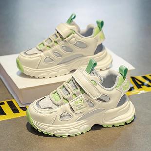 中大童轻便男孩老爹鞋 男童鞋 皮面防水儿童运动鞋 2024新款 潮 子冬季