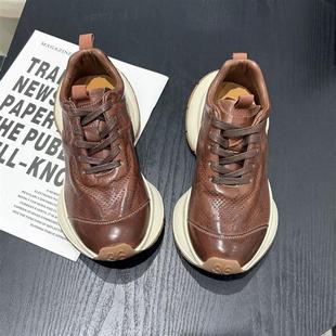 潮流复古休闲跑步防滑运动皮面老爹鞋 2025新款 增高 秋冬季 莆田男鞋