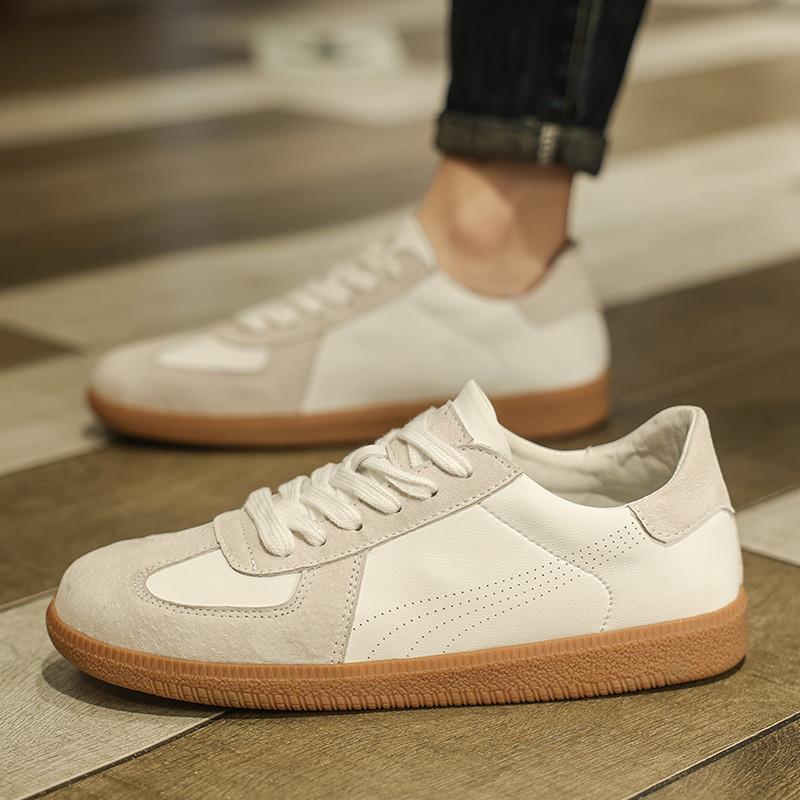 鞋子男款秋季百搭休闲复古阿甘男鞋软底耐磨春秋款德训小白板鞋潮
