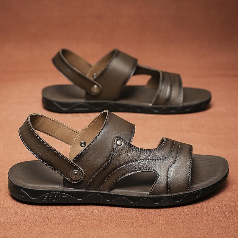 真皮凉鞋男士高级感休闲夏季牛皮凉拖鞋越南开车两用爸爸沙滩拖鞋