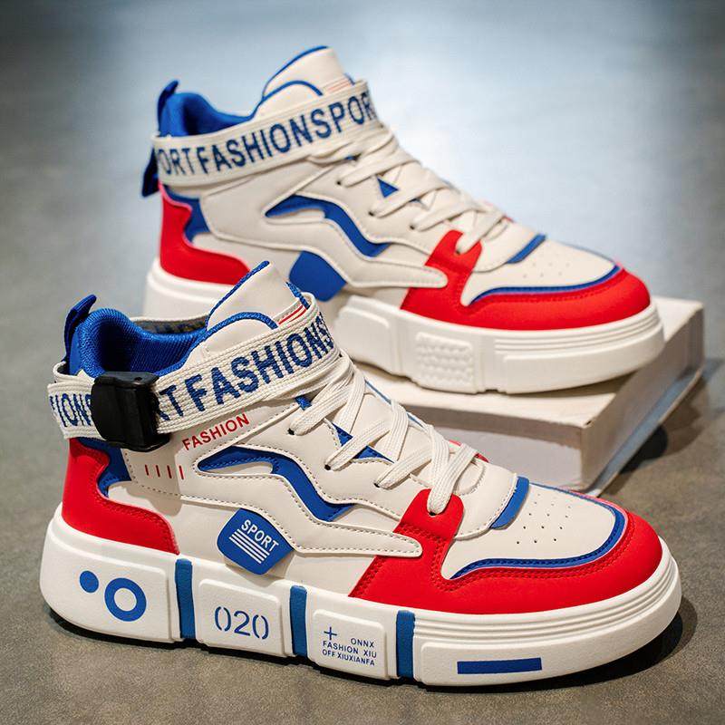 高帮男鞋秋冬季2025新款潮流中大童学生运动休闲厚底百搭小白板鞋,流行男鞋,高帮鞋,淘宝优惠券,粉丝福利购,淘宝优惠卷