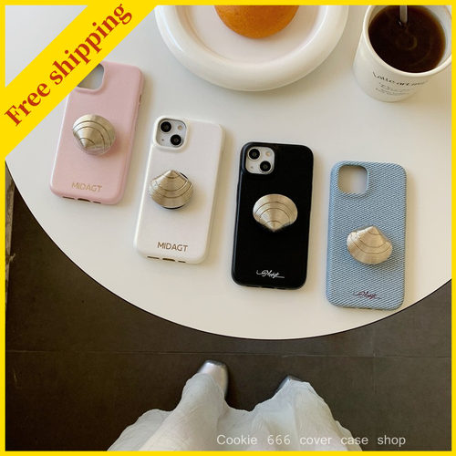 ins shell phone support cover for iPhone 16/15/14/13 Pro Max casing fashion pure leather case