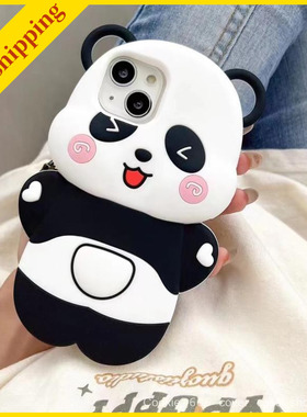 3d Panda cute Phone cover case soft girl iPhone 15/14/13/12/11 pro max kawaii casing animal