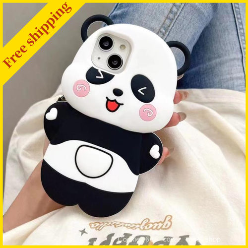 3d Panda cute Phone cover case soft girl iPhone 15/14/13/12/11 pro max kawaii casing animal