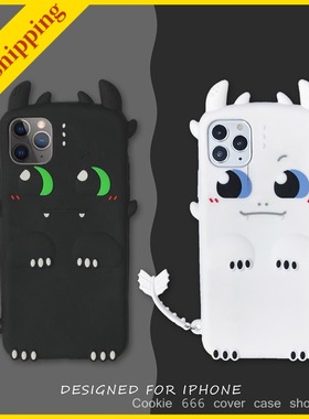 Cute couple case iPhone 12 pro 11 xs max cover 78plus 13/14/15/16 promax xr black/white Demon casing