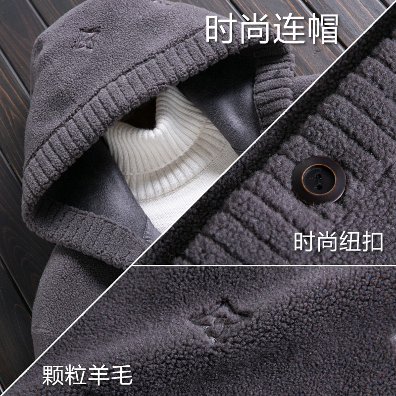2024 새로운 양 전단 모피 남성 자켓 SHEARLING 짧은 후드 모피 가역 울 올인원 재킷