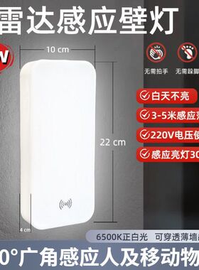 感应灯插电式LED智能过道壁灯工程物业专用墙壁式声光控雷达感应