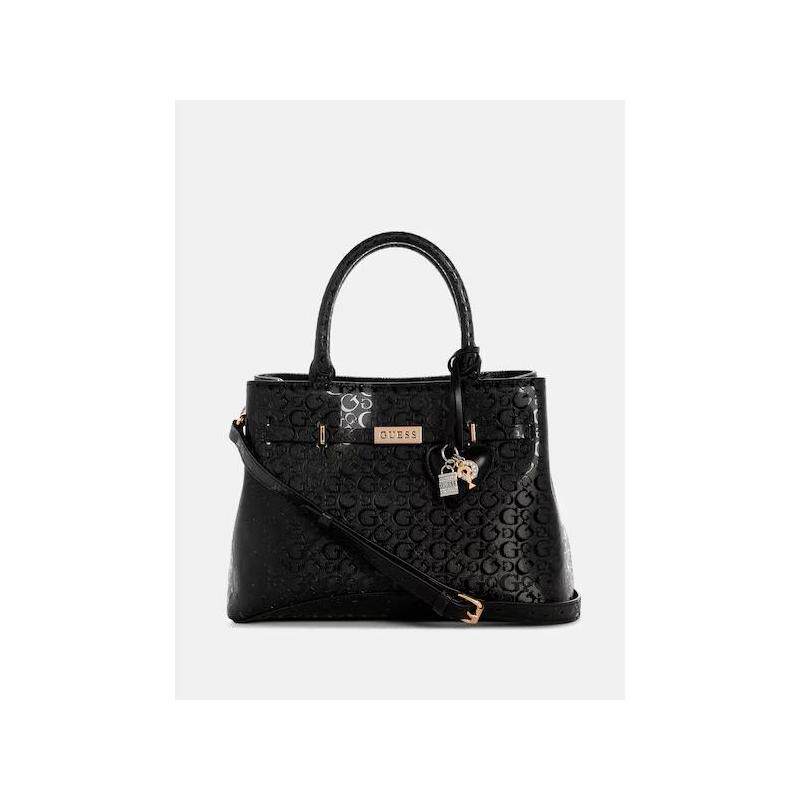 代购GUESS女士手提包可调节肩带双提手设计装饰挂件日常携带黑色