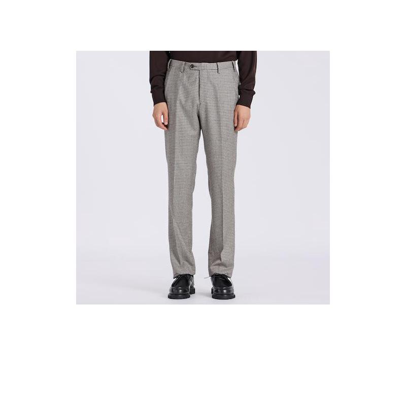 代购LANVIN浪凡男士休闲裤透气舒适格纹修身办公商务长裤百搭