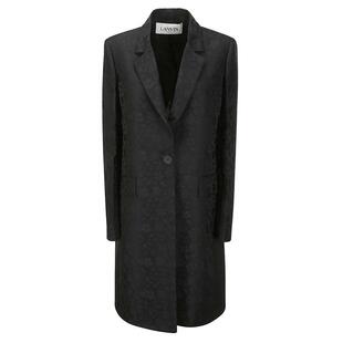 代购LANVIN浪凡女士大衣保暖抗皱黑色提花通勤正式外套爆款简约