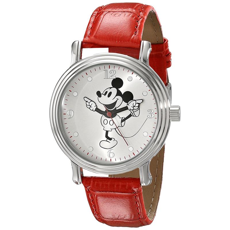 Disney/迪士尼迪士尼女表红皮带米奇图案防水腕表