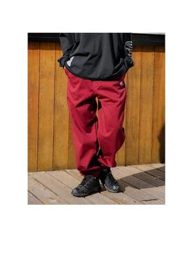代购Quiksilver男士休闲裤保暖防风红色束脚户外日常长裤潮流