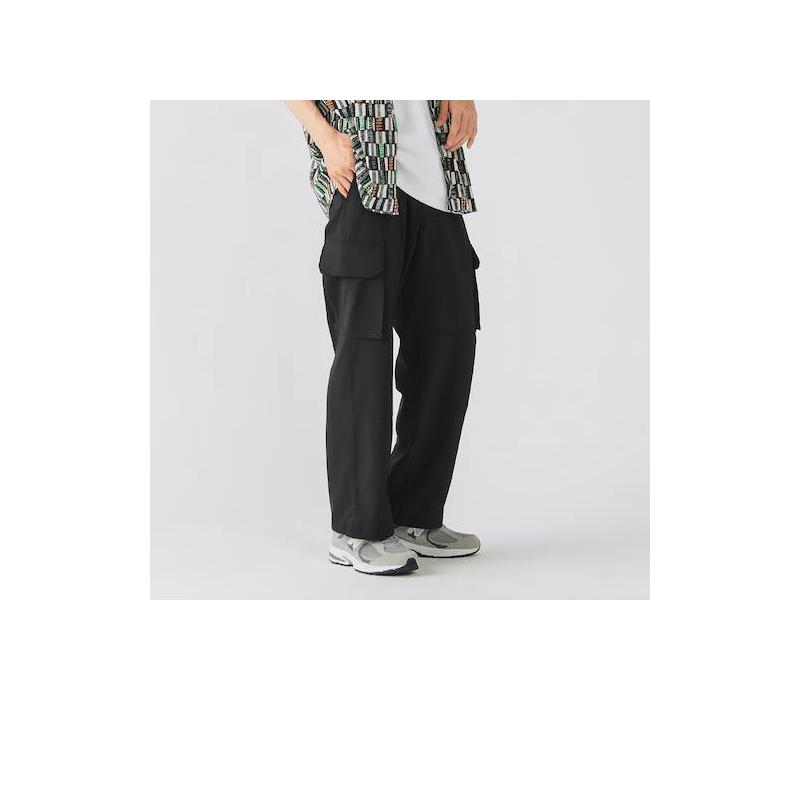 代购BEAMS男士休闲裤速干凉感黑色宽腿日常户外长裤百搭简约