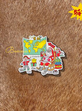 【特价】芬兰北极圈圣诞村圣诞老人地图硬磁铁冰箱贴圣诞纪念品