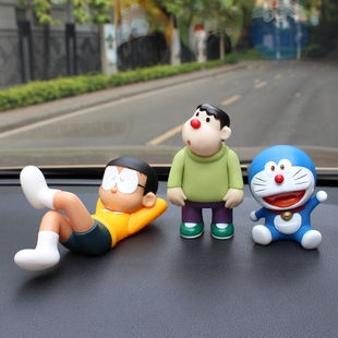 歪头胖虎摆件可爱卡通动漫手办汽车中控台装饰品车载大雄车尾公仔