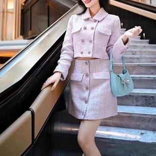 气质套装 小香风粗花呢双排钻扣百搭短外套半裙时尚 stride self