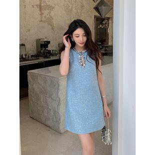 新款 春季 气质名媛无袖 连衣裙法式 轻奢短裙 Self 小香风短款 stride