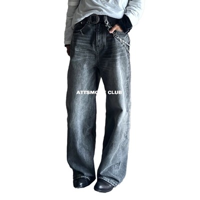 做旧水洗2021m直筒牛仔裤