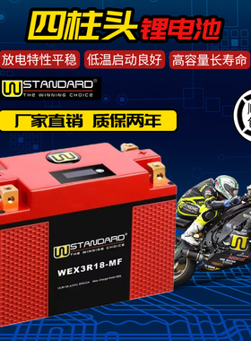 W锂电池摩托车电瓶12v通用春风150NK250SR国宾400GT650clx700狒狒