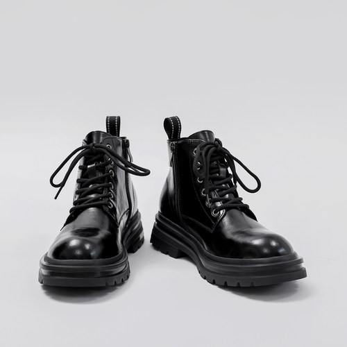 @林先森厚底增高皮鞋牛皮马丁靴