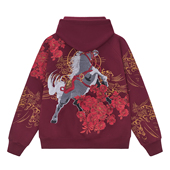 2026马年生肖新款 中国风重工刺绣骏马连帽加绒卫衣国潮本命年男女