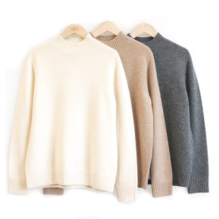 棉叙5针双股纱线纯羊绒套头衫女时尚百搭打底外穿羊绒衫15285