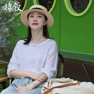 棉叙秋款宽松圆领针织衫薄款