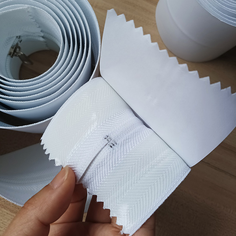 白色塑料大棚通风神器背胶拉链 装修防尘出入门免缝自粘拉链