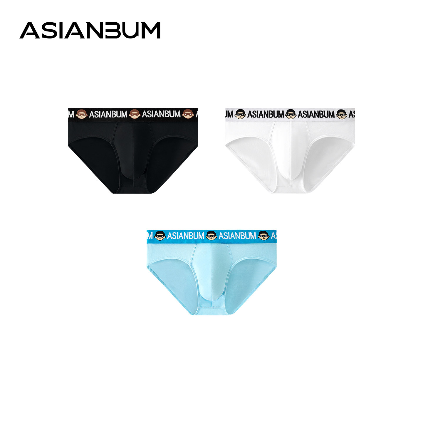 Asianbum男士内裤纯棉舒适透气提臀大码无痕U凸卡通青年三角裤