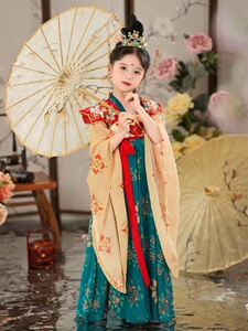 霓裳女童汉服秋款儿童唐装中国风古装超仙广袖襦裙女宝改良连衣裙