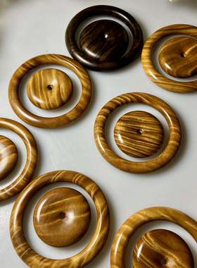 正宗金丝楠木手镯平安扣套装小叶桢楠复古镯阴沉木简约古典镯手环