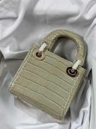 定制戴妃超mini lady灰绿色美洲鳄micro可爱娃娃包进口皮单肩包