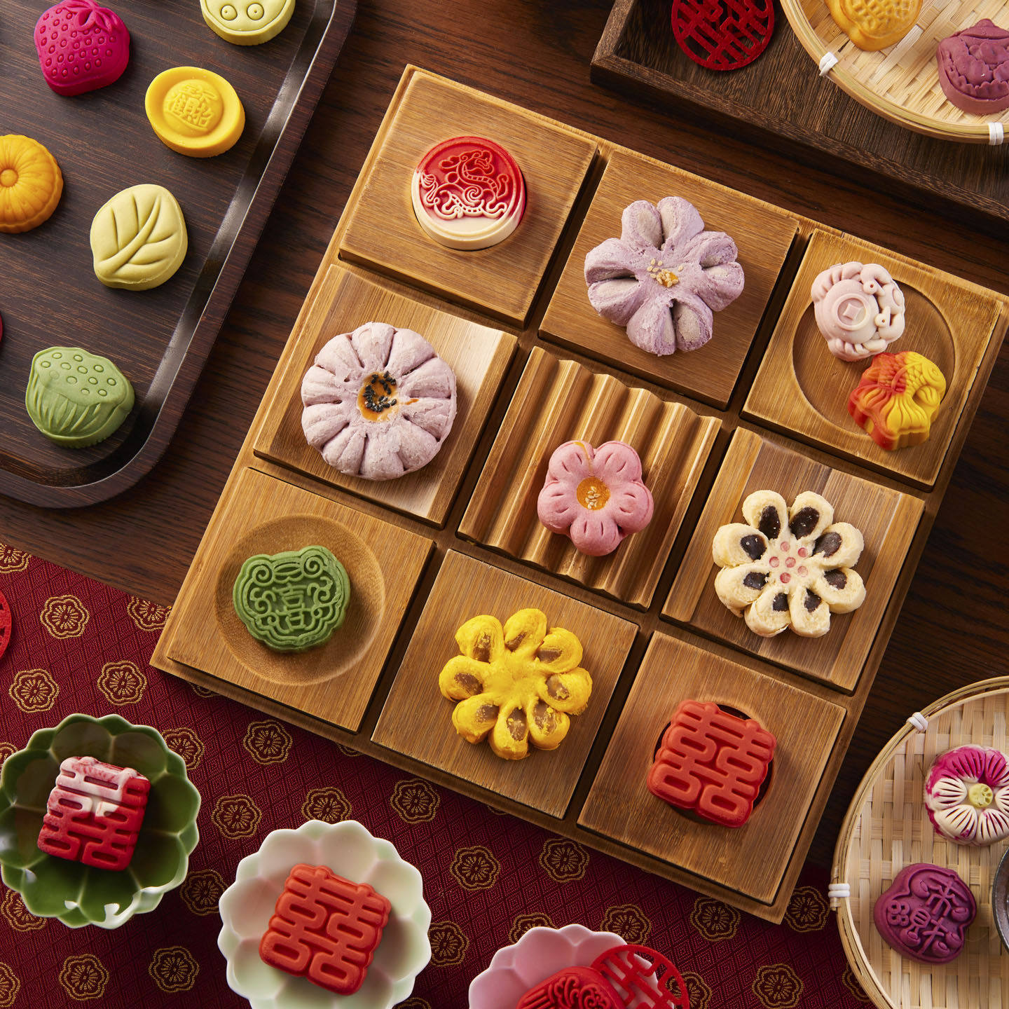 订婚糕点摆台新中式布置结婚专用喜饼点心甜品台摆盘桌面摆件周岁