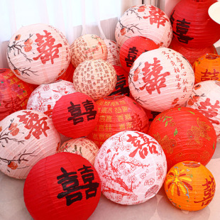 喜字灯笼装 饰结婚布置婚房氛围婚礼女方客厅屋顶简单大气男方吊顶