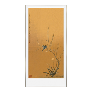 宋代美学金箔画中国风花鸟走廊过道背景墙高端入户玄关新中式挂画