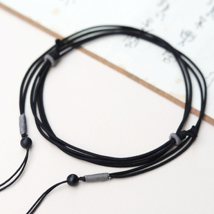 桑蚕丝天珠挂绳横穿男款高档真丝手工编织项链绳路路通吊坠挂绳