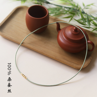 桑蚕丝编绳竹节扣项链绳挂坠吊坠绳锁骨链男女真丝挂绳配黄金唐卡