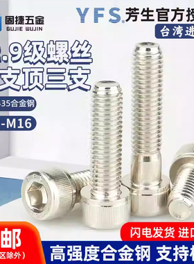 YFS台湾进口芳生12.9级镀镍圆柱头内六角螺丝钉栓M2M3M4M5M6-M16